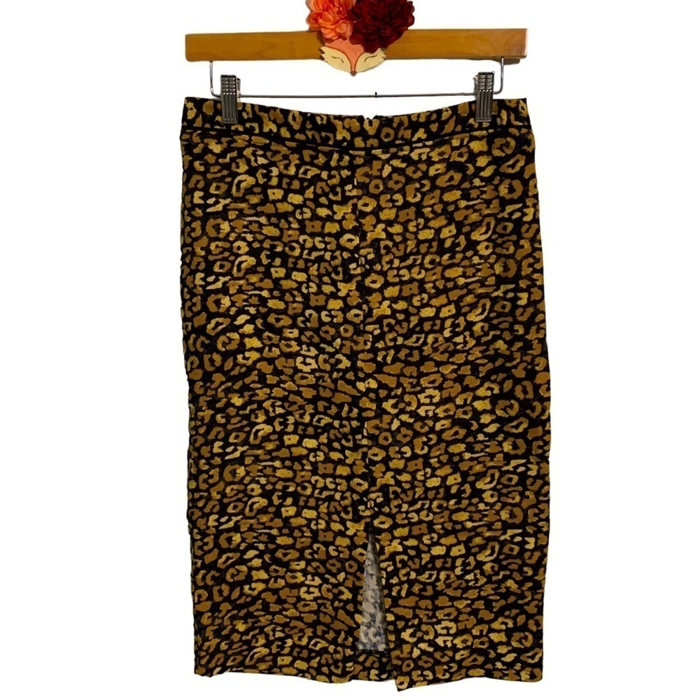 NWT Who What Wear skirt tan black cheetah print pencil midi size 2